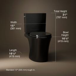 Kohler Veil Two-piece elongated toilet with skirted trapway, 1.28 gpf - Black - image 3