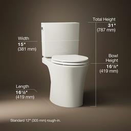 Kohler Veil Two-piece elongated toilet with skirted trapway, 1.28 gpf - Biscuit - image 3