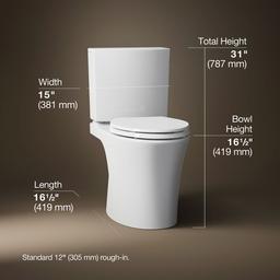 Kohler Veil Two-piece elongated toilet with skirted trapway, 1.28 gpf - White - image 3