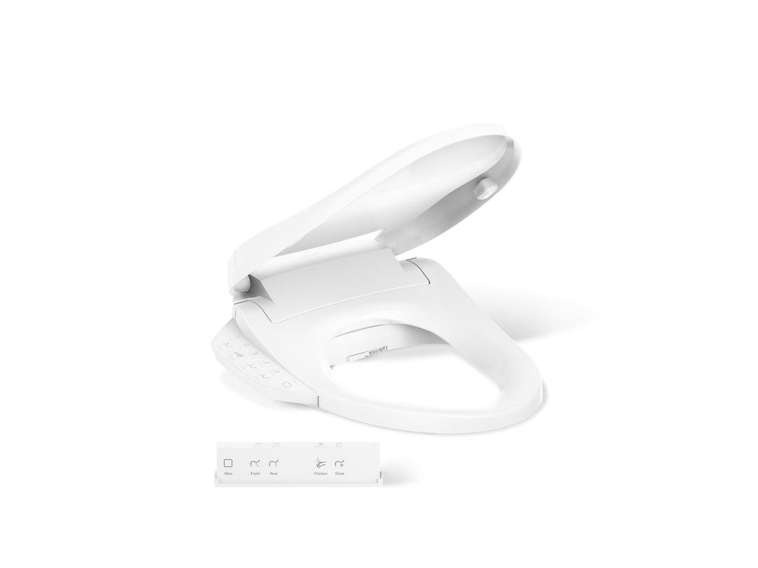 PureWash E725 Elongated bidet toilet seat with remote control by Kohler