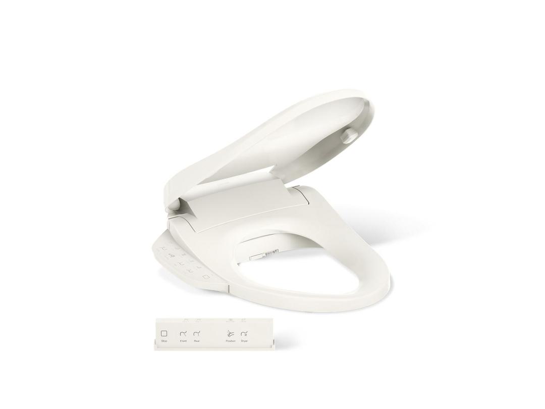 PureWash E725 Elongated bidet toilet seat with remote control by Kohler