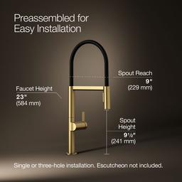 Components Semi-professional kitchen sink faucet with two-function sprayhead - image 3