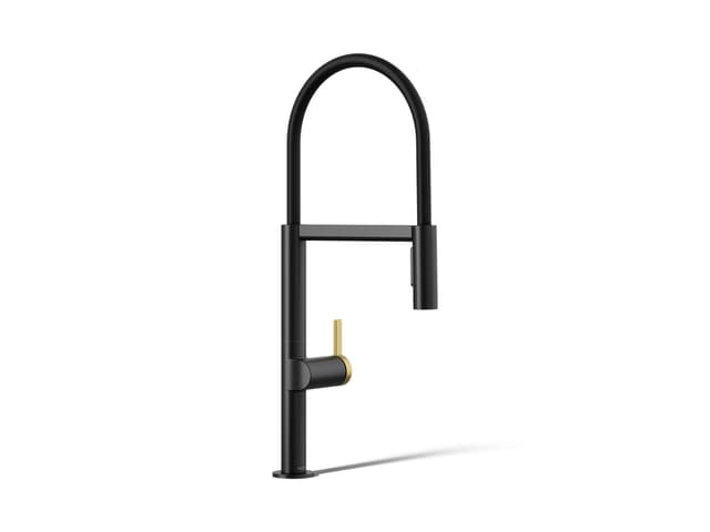 Kohler | Components | Articulating Kitchen Faucet - Matte Black With Brushed Moderne Brass