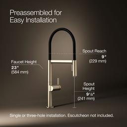 Components Semi-professional kitchen sink faucet with two-function sprayhead - image 3