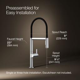 Components Semi-professional kitchen sink faucet with two-function sprayhead - image 3