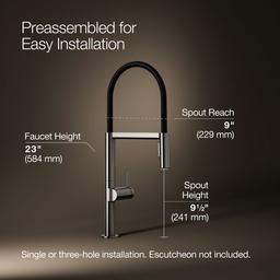 Components Semi-professional kitchen sink faucet with two-function sprayhead - image 3