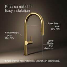 Kohler | Components | Pull Down Kitchen Faucet - Vibrant Brushed Moderne Brass - image 3