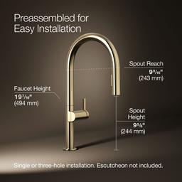 Kohler | Components | Pull Down Kitchen Faucet - Vibrant French Gold - image 3