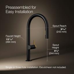Kohler | Components | Pull Down Kitchen Faucet - Matte Black With Brushed Moderne Brass - image 3