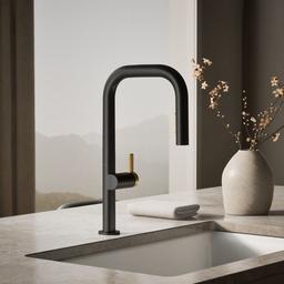 Kohler | Components | Pull Down Kitchen Faucet - Matte Black With Brushed Moderne Brass - image 2
