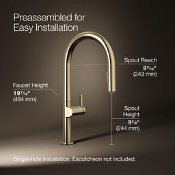 Kohler | Components | Deck Mounted Kitchen Faucet - Vibrant French Gold - image 3