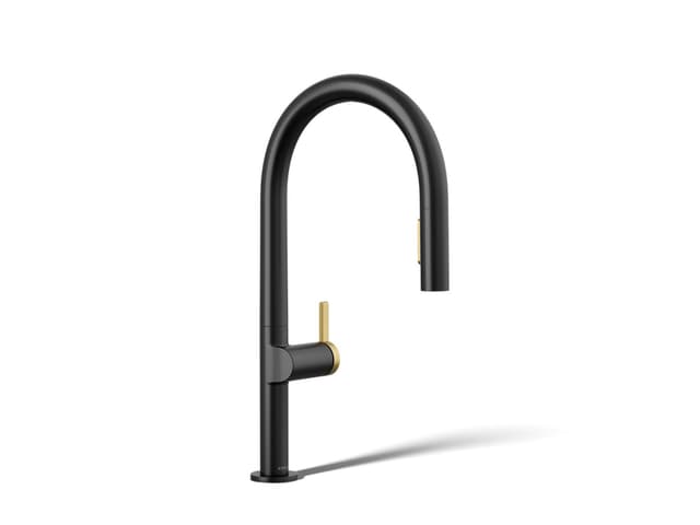 Kohler | Components | Deck Mounted Kitchen Faucet - Matte Black With Brushed Moderne Brass