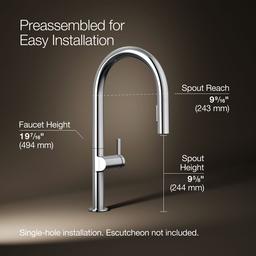 Kohler | Components | Deck Mounted Kitchen Faucet - Polished Chrome - image 3