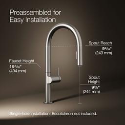 Kohler | Components | Deck Mounted Kitchen Faucet - Vibrant Stainless - image 3