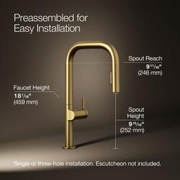 Kohler | Components | Deck Mounted Kitchen Faucet - Vibrant Brushed Moderne Brass - image 3