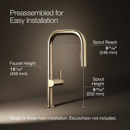 Kohler | Components | Deck Mounted Kitchen Faucet - Vibrant French Gold - image 3