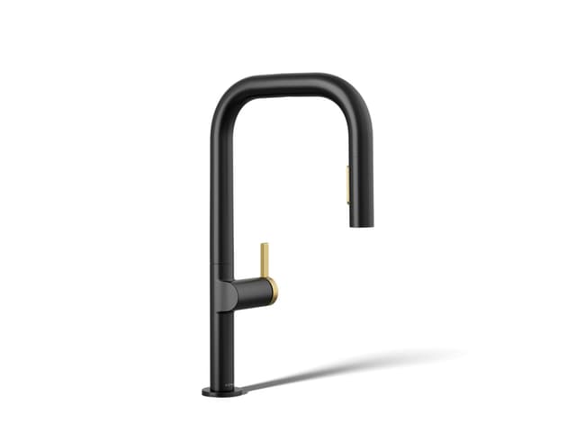 Kohler | Components | Deck Mounted Kitchen Faucet - Matte Black With Brushed Moderne Brass