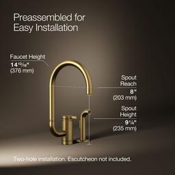 Kohler | Components | Single Hole Kitchen Faucet - Vibrant Brushed Moderne Brass - image 3
