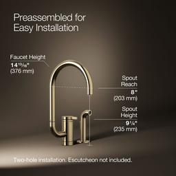 Kohler Components Single-handle kitchen sink faucet with two-function extended-reach spout and side sprayer - Vibrant French Gold - image 3