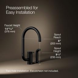 Kohler Components Single-handle kitchen sink faucet with two-function extended-reach spout and side sprayer - Matte Black - image 3