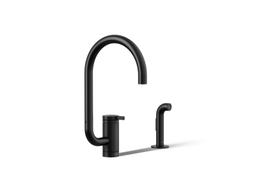 Kohler Components Single-handle kitchen sink faucet with two-function extended-reach spout and side sprayer - Matte Black - image 1