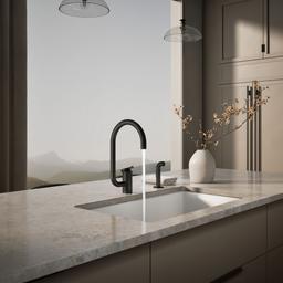 Kohler Components Single-handle kitchen sink faucet with two-function extended-reach spout and side sprayer - Matte Black - image 4
