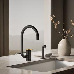 Kohler | Components | Single Hole Kitchen Faucet - Matte Black With Brushed Moderne Brass - image 2