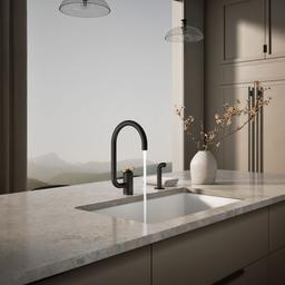 Kohler | Components | Single Hole Kitchen Faucet - Matte Black With Brushed Moderne Brass - image 4