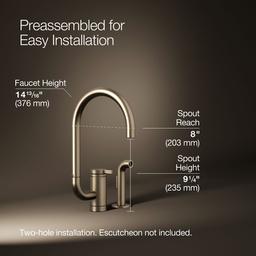 Kohler Components Single-handle kitchen sink faucet with two-function extended-reach spout and side sprayer - Vibrant Brushed Bronze - image 3