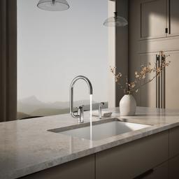 Kohler Components Single-handle kitchen sink faucet with two-function extended-reach spout and side sprayer - Polished Chrome - image 4