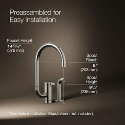 Kohler Components Single-handle kitchen sink faucet with two-function extended-reach spout and side sprayer - Vibrant Polished Nickel - image 3