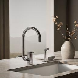 Kohler Components Single-handle kitchen sink faucet with two-function extended-reach spout and side sprayer - Vibrant Titanium - image 2