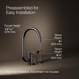 Kohler Components Single-handle kitchen sink faucet with two-function extended-reach spout and side sprayer - Vibrant Titanium - image 3