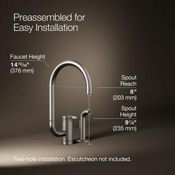 Kohler Components Single-handle kitchen sink faucet with two-function extended-reach spout and side sprayer - Vibrant Stainless - image 3