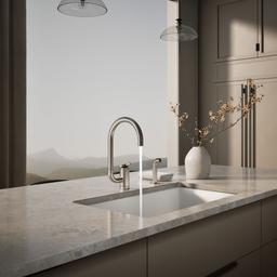 Kohler Components Single-handle kitchen sink faucet with two-function extended-reach spout and side sprayer - Vibrant Stainless - image 4