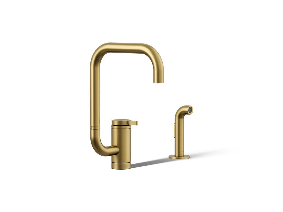 Kohler | Components | Single Hole Kitchen Faucet - Vibrant Brushed Moderne Brass by Kohler