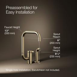 Kohler Components Single-handle kitchen sink faucet with two-function extended-reach spout and side sprayer - Vibrant French Gold - image 3