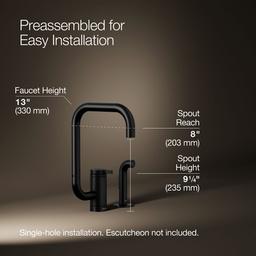 Kohler Components Single-handle kitchen sink faucet with two-function extended-reach spout and side sprayer - Matte Black - image 3