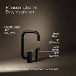 Kohler Components Single-handle kitchen sink faucet with two-function extended-reach spout and side sprayer - Matte Black With Brushed Moderne Brass - image 3