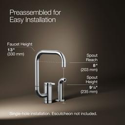 Kohler Components Single-handle kitchen sink faucet with two-function extended-reach spout and side sprayer - Polished Chrome - image 3