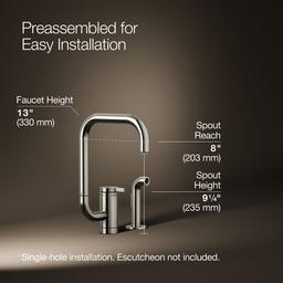 Kohler Components Single-handle kitchen sink faucet with two-function extended-reach spout and side sprayer - Vibrant Polished Nickel - image 3