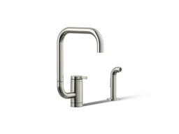 Kohler Components Single-handle kitchen sink faucet with two-function extended-reach spout and side sprayer - Vibrant Polished Nickel - image 1