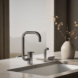 Kohler Components Single-handle kitchen sink faucet with two-function extended-reach spout and side sprayer - Vibrant Titanium - image 2