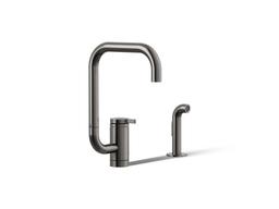 Kohler Components Single-handle kitchen sink faucet with two-function extended-reach spout and side sprayer - Vibrant Titanium - image 1