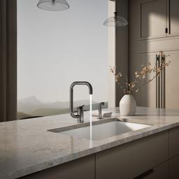 Kohler Components Single-handle kitchen sink faucet with two-function extended-reach spout and side sprayer - Vibrant Titanium - image 4