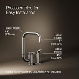 Kohler Components Single-handle kitchen sink faucet with two-function extended-reach spout and side sprayer - Vibrant Stainless - image 3