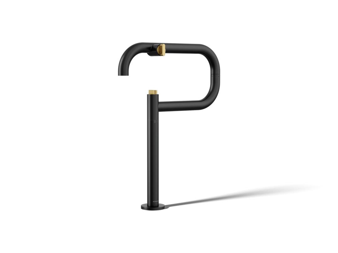 Components Deck-mount pot filler - Matte Black With Brushed Moderne Brass by Kohler