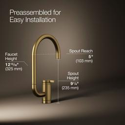 Kohler Components Single-handle bar sink faucet with two-function extended-reach spout - Vibrant Brushed Moderne Brass - image 3