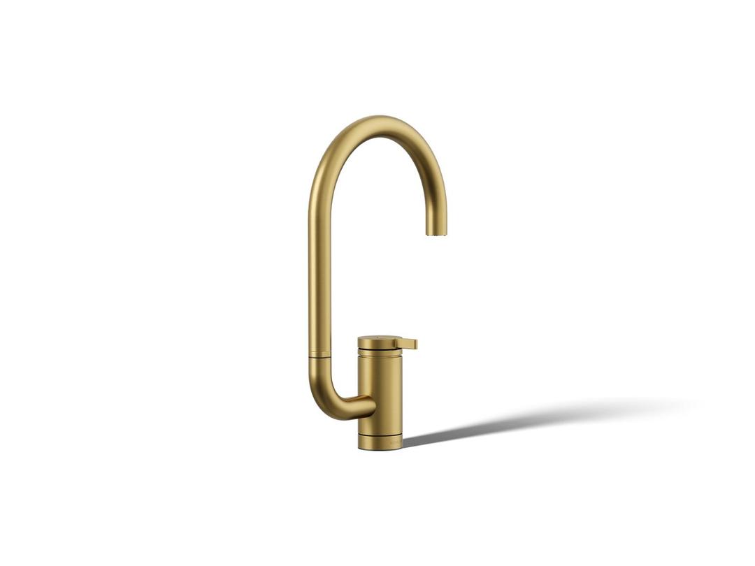 Kohler Components Single-handle bar sink faucet with two-function extended-reach spout - Vibrant Brushed Moderne Brass by Kohler