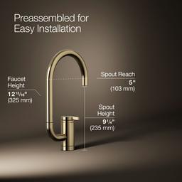 Kohler Components Single-handle bar sink faucet with two-function extended-reach spout - Vibrant French Gold - image 3